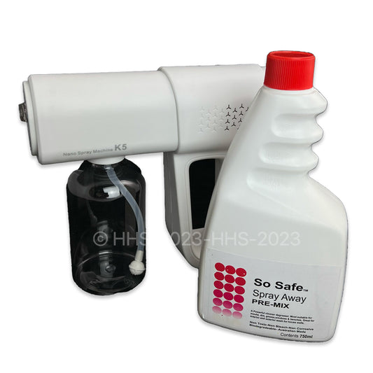 Mini-Fogger with Spray Away Mould killer Spray from HealthyHomeSolutions.com.au